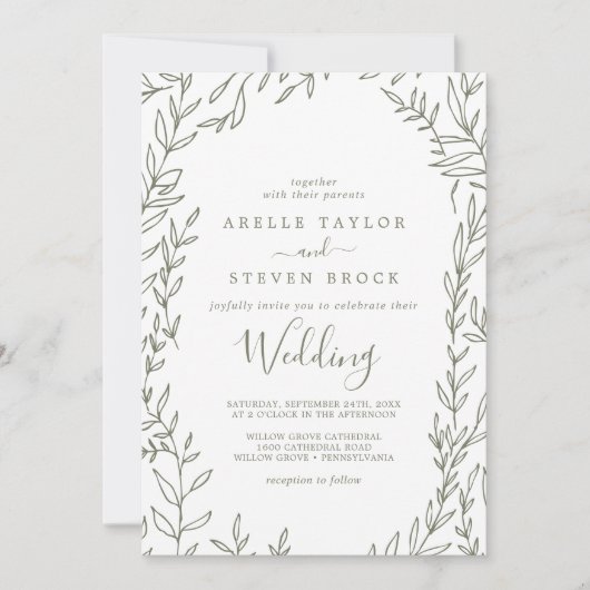 Minimale lebben | Olive Green Wedding Kaart (Voorkant)