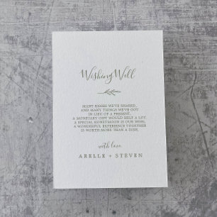 Minimale lebben   Olive Green Wedding Wishing Well Informatiekaartje