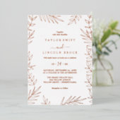 Minimale lebben | Roos Gold Foil Lijst Weddenschap Folie Uitnodiging (Staand Voorkant)