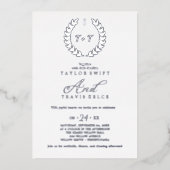 Minimale lebben | Roos Gold Foil Monogram Weddensc Folie Uitnodiging (Voorkant)