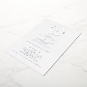 Minimale lebben | Roos Gold Foil Monogram Weddensc Folie Uitnodiging (Gedraaid)