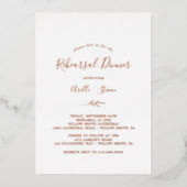 Minimale lebben | Roos Gold Foil repesitief Dinner Folie Uitnodiging (Voorkant)