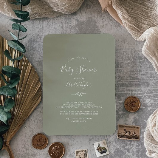 Minimale lebben | Sage Green Baby shower Kaart