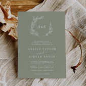 Minimale lebben | Sage Green Formal Monogram Wedde Kaart