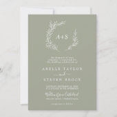 Minimale lebben | Sage Green Formal Monogram Wedde Kaart (Voorkant)