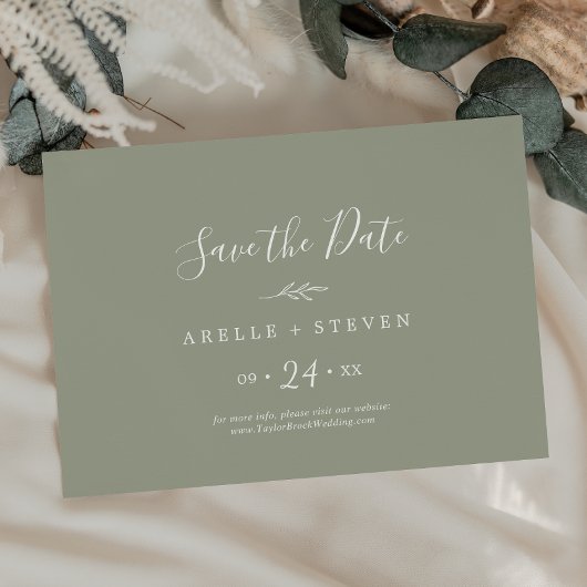 Minimale lebben | Sage Green Horizontal Save the D Save The Date