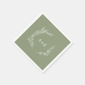 Minimale lebben | Sage Green Monogram Weddenschap Servet (Hoek)