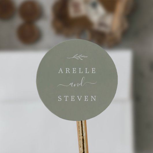 Minimale lebben | Sage Green Wedding Envelope-zege Ronde Sticker
