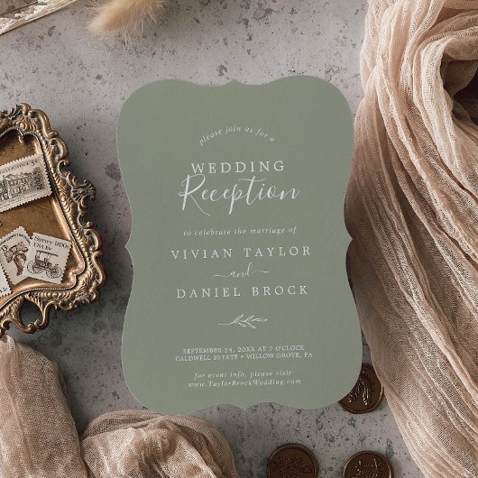 Minimale lebben | Sage Green Wedding Reception Kaart