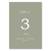 Minimale lebben | Sage Green Wedding Table Number Kaart (Voorkant)