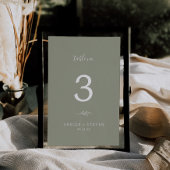 Minimale lebben | Sage Green Wedding Table Number Kaart