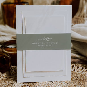 Minimale lebben Sage Green Wedding Uitnodigingen Wikkel