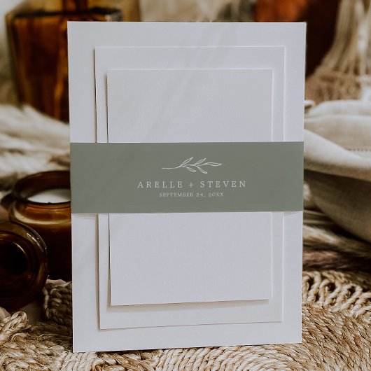 Minimale lebben | Sage Green Wedding Uitnodigingen Wikkel