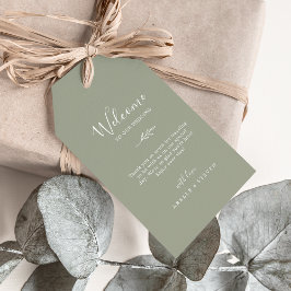 Minimale lebben | Sage Green Wedding Welcome Cadeaulabel