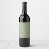 Minimale lebben | Sage Green Wedding Wine Label Wijn Etiket (Voorkant)