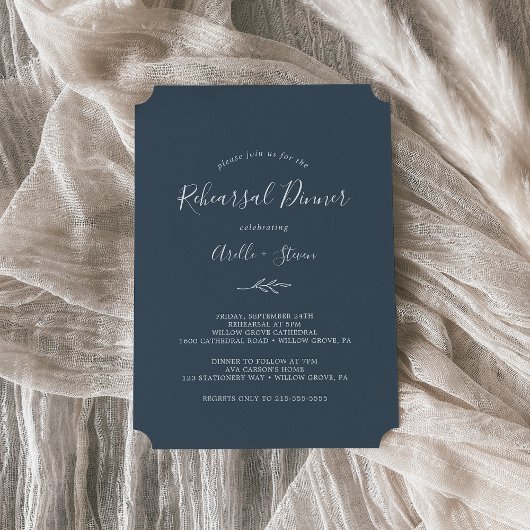 Minimale lebben | Slate Blue Rehearings Dinner Kaart