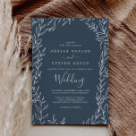Minimale lebben | Slate Blue Wedding Kaart<br><div class="desc">Deze minimale blauw-bruinbruidbruidskaart is perfect voor een elegante bruiloft. Het ontwerp is voorzien van een eenvoudig groen silhouet in een donkergrijs blauw met een klassieke minimalistische stijl.</div>