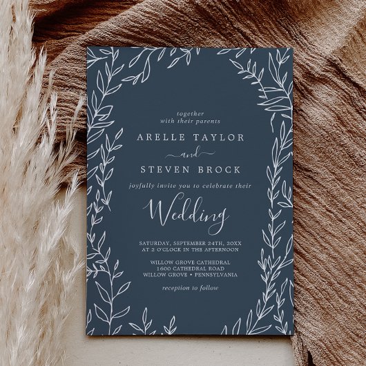 Minimale lebben | Slate Blue Wedding Kaart