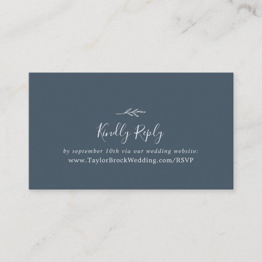 Minimale lebben | Slate Blue Wedding Website RSVP Informatiekaartje (Voorkant)
