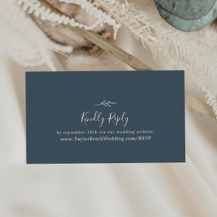 Minimale lebben   Slate Blue Wedding Website RSVP Informatiekaartje