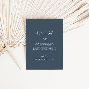 Minimale lebben   Slate Blue Wedding Wishing Well Informatiekaartje