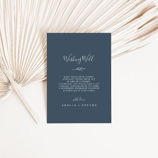 Minimale lebben | Slate Blue Wedding Wishing Well Informatiekaartje