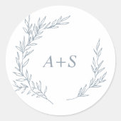 Minimale lebben | Stusty Blue Monogram Envelope Se Ronde Sticker (Voorkant)