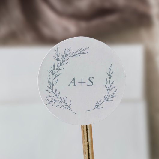Minimale lebben | Stusty Blue Monogram Envelope Se Ronde Sticker