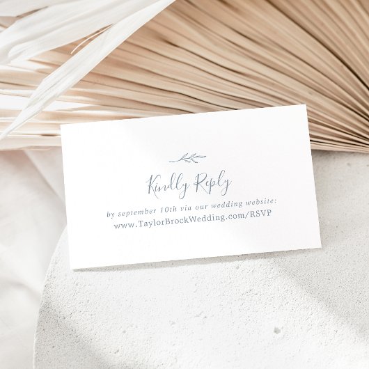 Minimale lebben | Stusty Blue Wedding Website RSVP Informatiekaartje