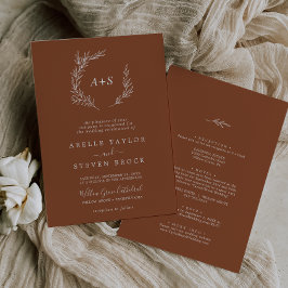 Minimale lebben | Terracotta all in one Wedding Kaart