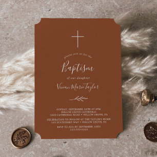 Minimale lebben   Terracotta Baptism Invitation Kaart