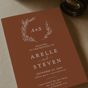 Minimale lebben Terracotta Folded Wedding Programma