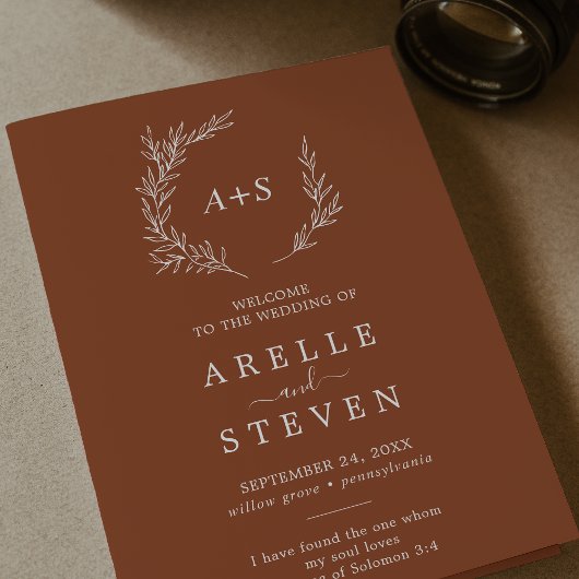 Minimale lebben | Terracotta Folded Wedding Programma