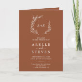 Minimale lebben | Terracotta Folded Wedding Programma (Voorkant)