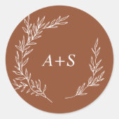 Minimale lebben | Terracotta Monogram Envelope Sea Ronde Sticker (Voorkant)