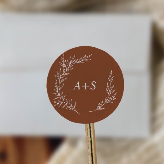 Minimale lebben | Terracotta Monogram Envelope Sea Ronde Sticker