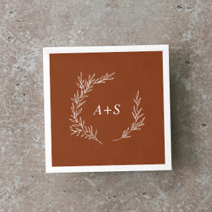 Minimale lebben Terracotta Monogram Wedding Napk Servet