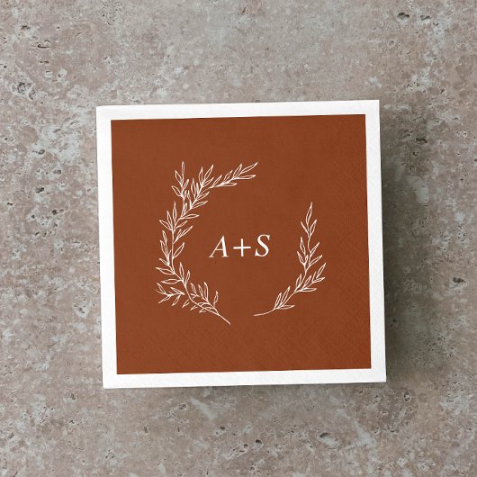 Minimale lebben | Terracotta Monogram Wedding Napk Servet