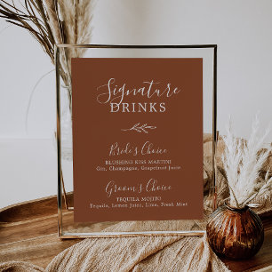 Minimale lebben Terracotta Signature Drinken Poster