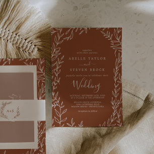 Minimale lebben Terracotta Wedding Kaart