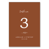 Minimale lebben | Terracotta Wedding Table Number Kaart (Achterkant)