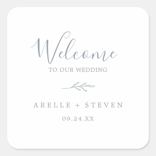 Minimale lebben | Welkom Dusty Blue Wedding Vierkante Sticker (Voorkant)