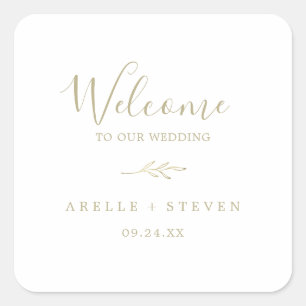 Minimale lebben   Welkom Gold Wedding Vierkante Sticker