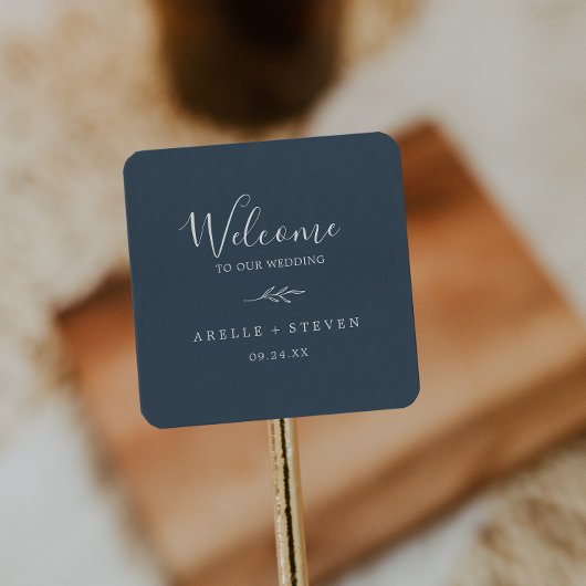 Minimale lebben | Welkom late blauwe bruiloft Vierkante Sticker