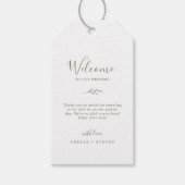 Minimale lebben | Welkom Olive Green Wedding Cadeaulabel (Voorkant)