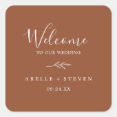 Minimale lebben | Welkom Terracotta Wedding Vierkante Sticker (Voorkant)