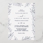 Minimale lebben | Zilveren Lijst bruiloft Folie Uitnodiging (Voorkant)