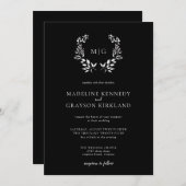 Minimale lebben | Zwart wit monogram bruiloft Kaart (Voorkant / Achterkant)