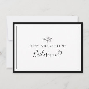 Minimale lebfbridesmaidespas aan de rand bedankkaart