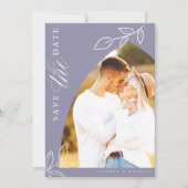 Minimale lederen foto met zachte Violet Arch Boho Save The Date (Voorkant)